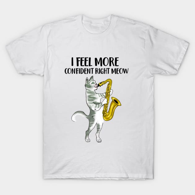 Funny Cat Lovers Gift Cat Playing Saxophone T-Shirt by Merchweaver